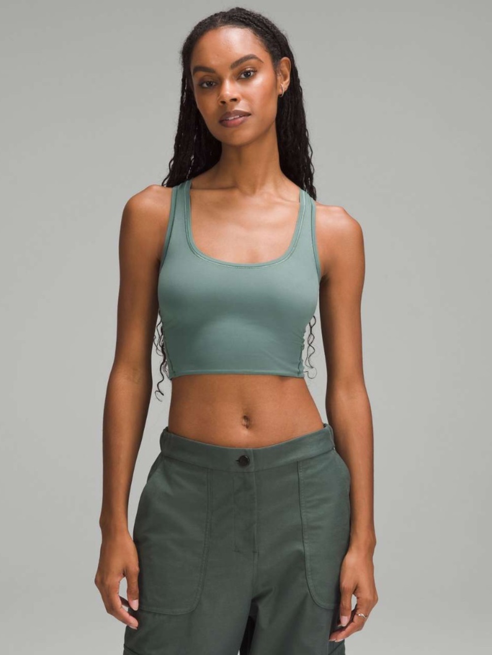 Lululemon Wundermost Ultra-Soft Nulu Green Scoop-Neck Cropped Tank | Small (S)